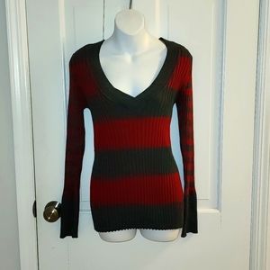 XL red and gray striped sweater